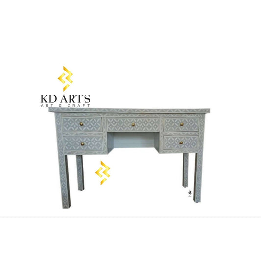 Bone inlay handmade grey desk table