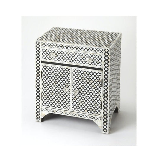 Mother of pearl handmade black bedside table