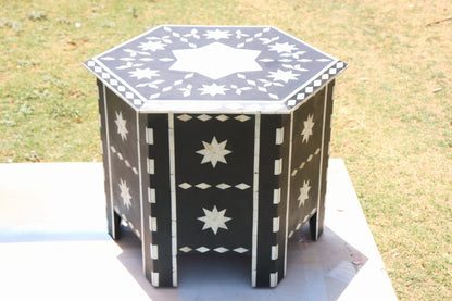 Mother of Pearl coffee table/ Black hexagon star pattern center table/ Side table