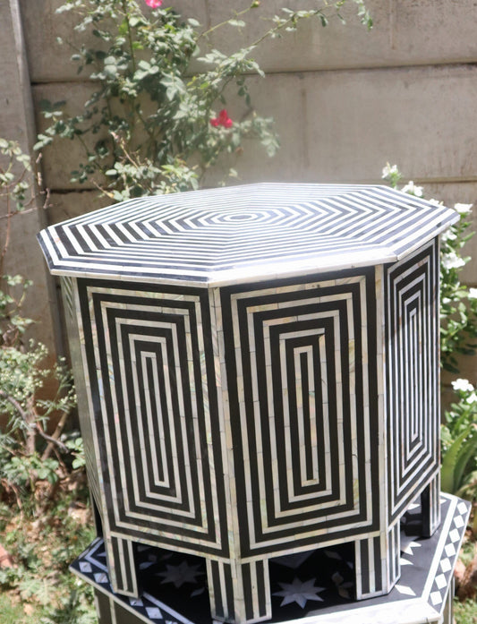 Mother of pearl coffee table/ Mother of pearl center table/ Christmas end table/ New year Side table/ Black coffee table