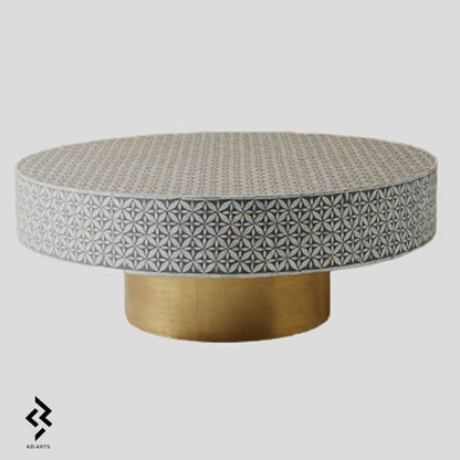 Mother of pearl coffee Table/ Round coffee table/ Mother of pearl Grey coffee table/ Grey geometric coffee table