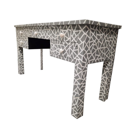 Bone inlay study table, Grey writing desk, Grey Bone inlay dresser, Bone Inlay Handicraft Furniture, handicraft furniture