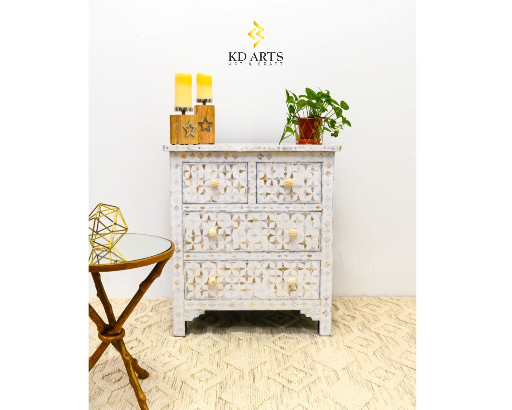 Mother of pearl chest of drawer, Mother of pearl white chest, White chest of drawer, MOP chest, Mother of pearl side table,