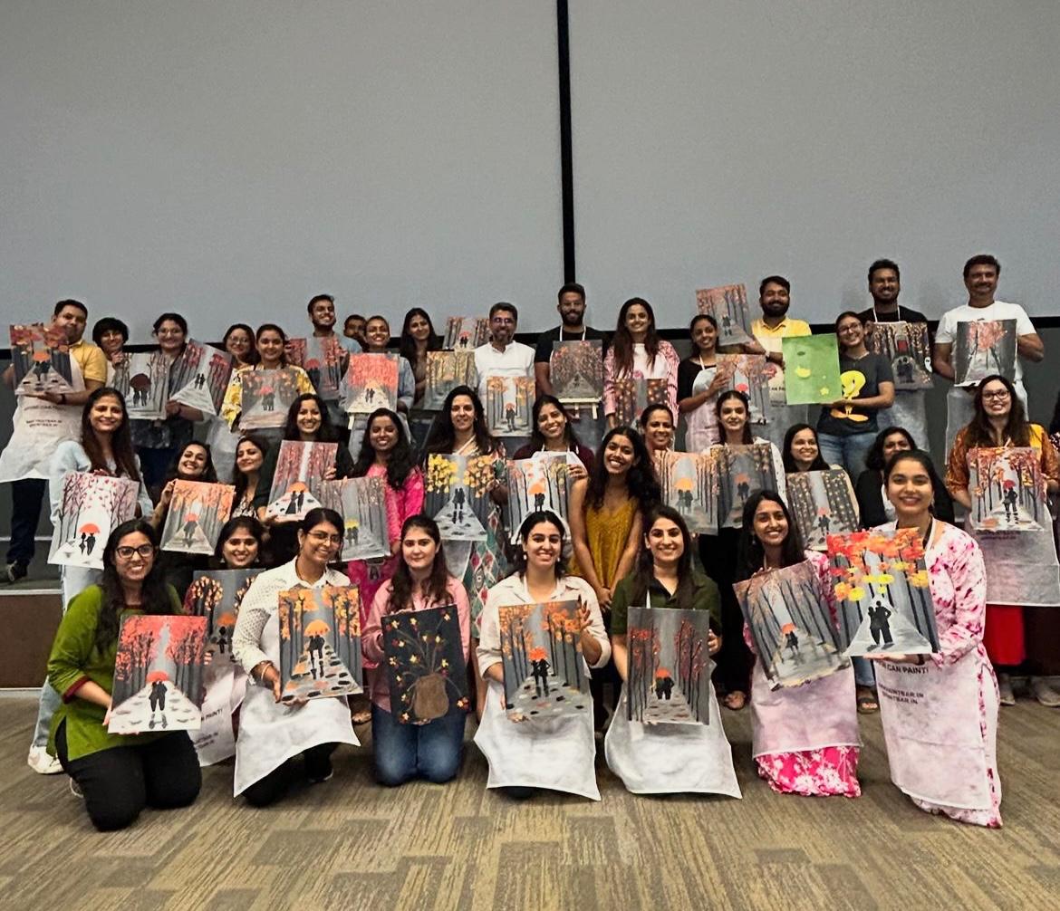 Students painting together at KD Arts studio